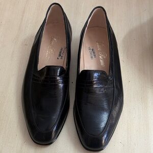 San Remo Black Leather Penny Loafers